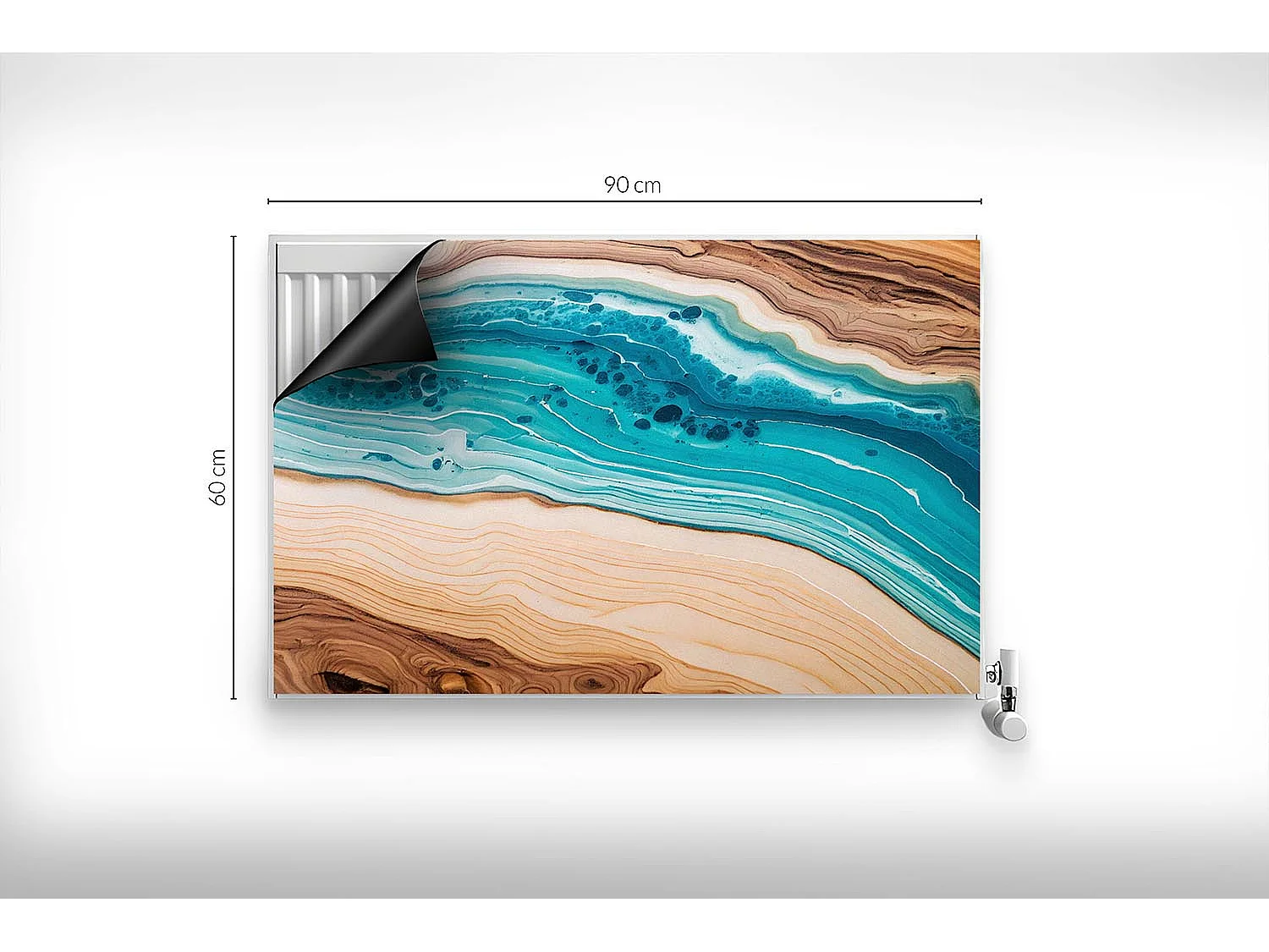 Magnetische Matte für Heizkörper - Blaue Harzoptik - 90x60 cm