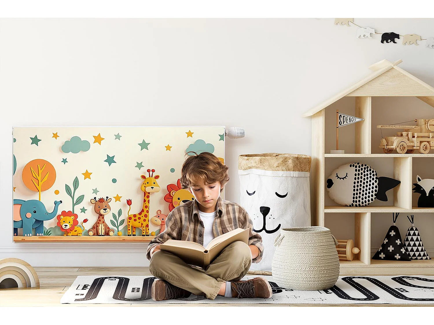 Magnetische mat voor radiator - Pasteldieren - 110x60 cm