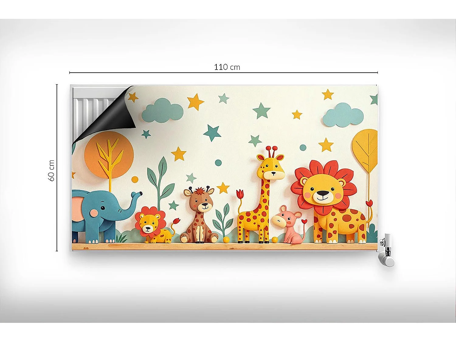 Tapis magnétique pour radiateur - Animaux pastels - 110x60 cm