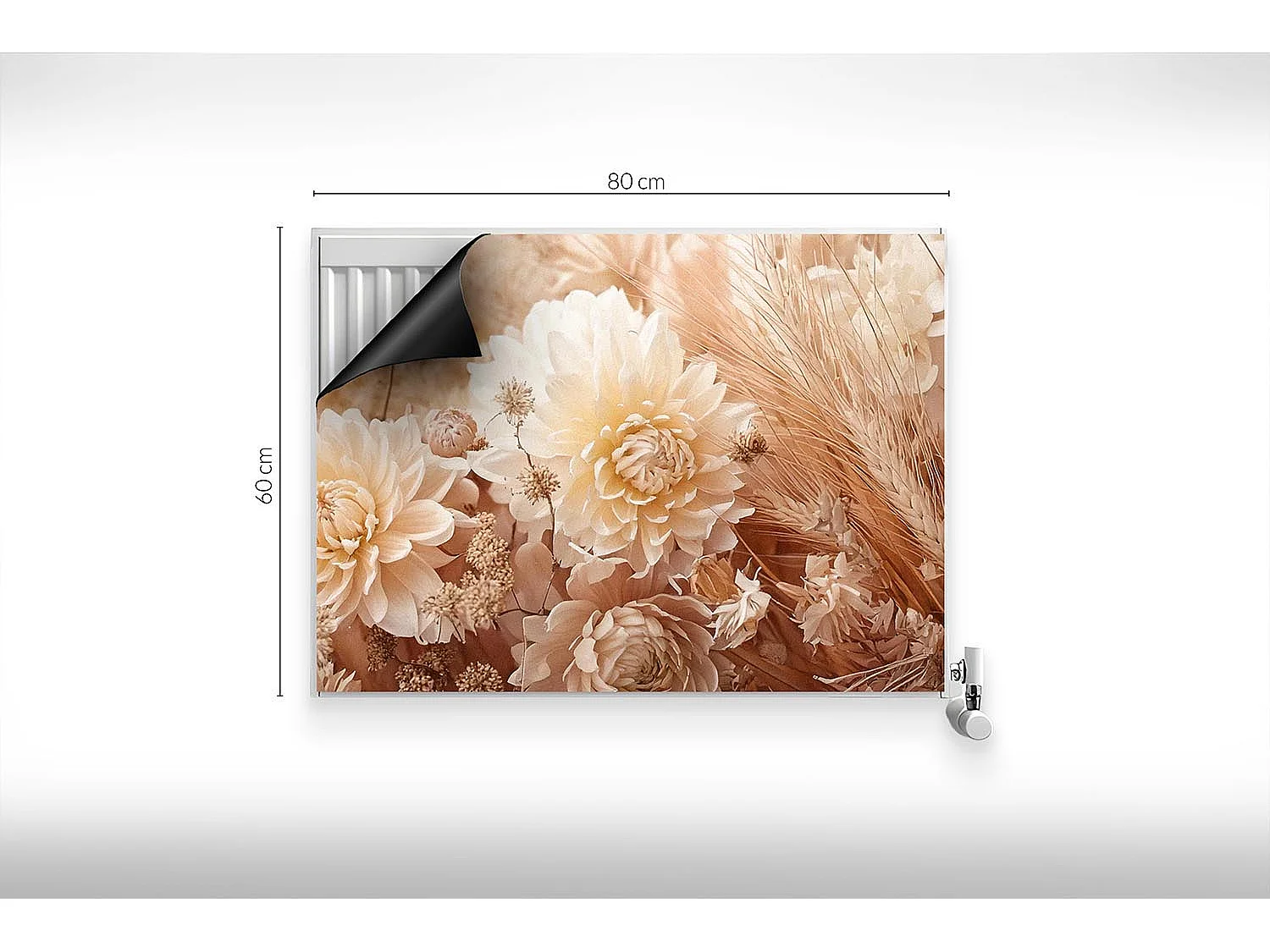 Tapis magnétique pour radiateur - Fleurs bohèmes - 80x60 cm