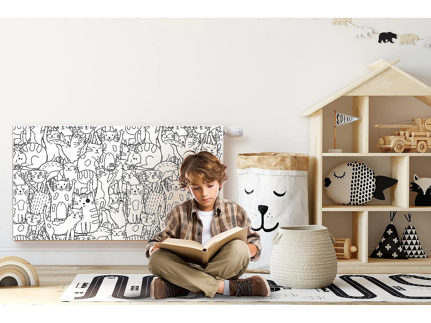 Magnetische Matte für Heizkörper - Lustige Katzen - 110x60 cm