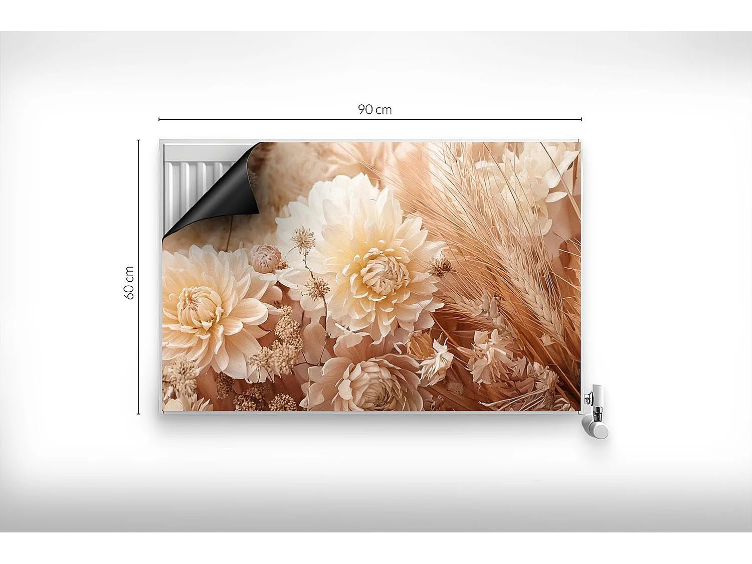 Tapis magnétique pour radiateur - Fleurs bohèmes - 90x60 cm