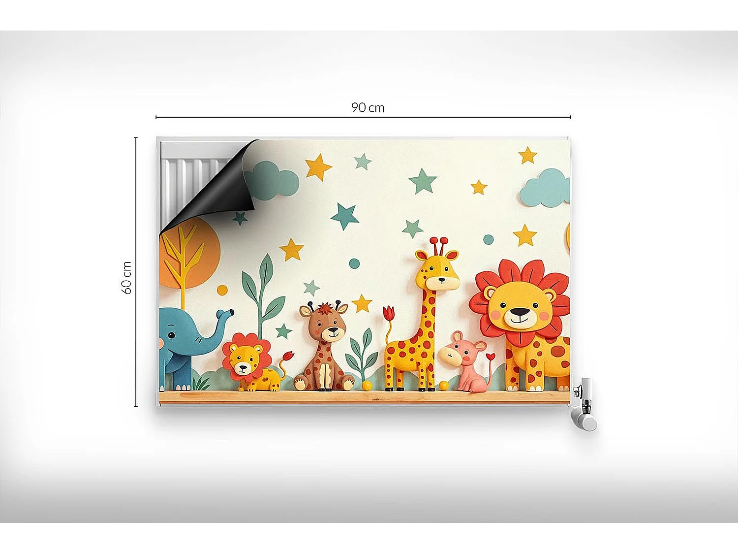 Tapis magnétique pour radiateur - Animaux pastels - 90x60 cm