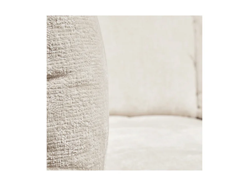 Canapé convertible angle gauche L. 265 cm tissu côtelé écru - SAMUEL