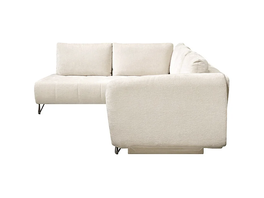 Canapé convertible angle gauche L. 265 cm tissu côtelé écru - SAMUEL