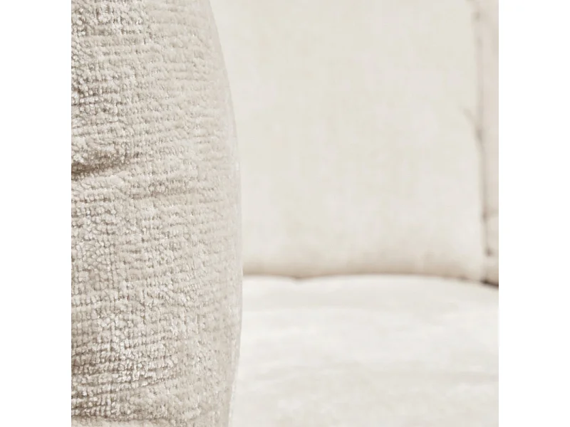 Canapé convertible angle gauche L. 265 cm tissu côtelé écru - SAMUEL