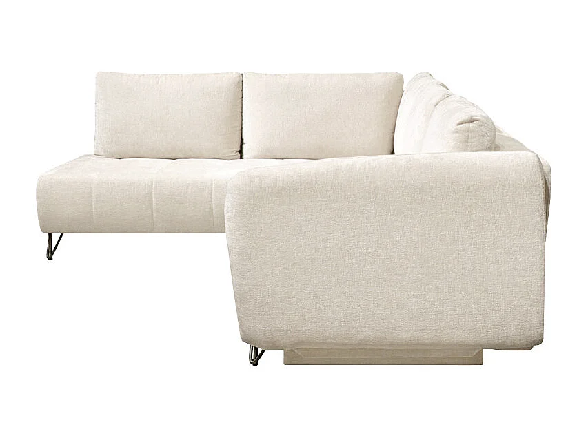 Canapé convertible angle gauche L. 265 cm tissu côtelé écru - SAMUEL