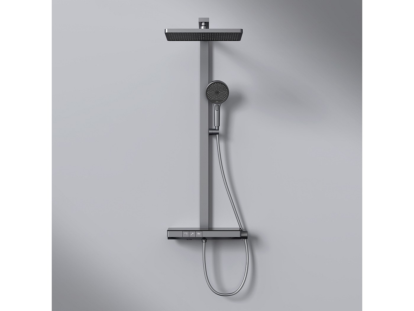 EMKE Columna de ducha con termostato, estantes de cristal de 45 x 13 cm