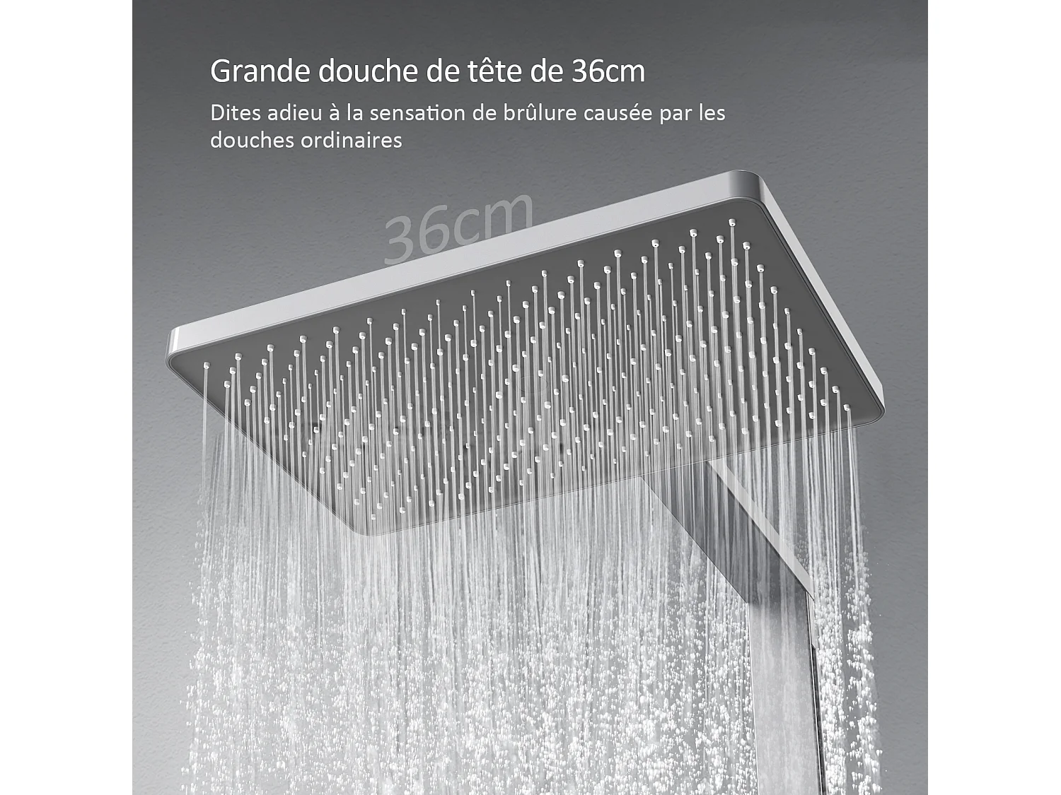EMKE Colonne de douche Thermostat Ensemble de colonne de douche avec plaque thermostatique de 40 cm, douchette à effet pluie, Gris métal