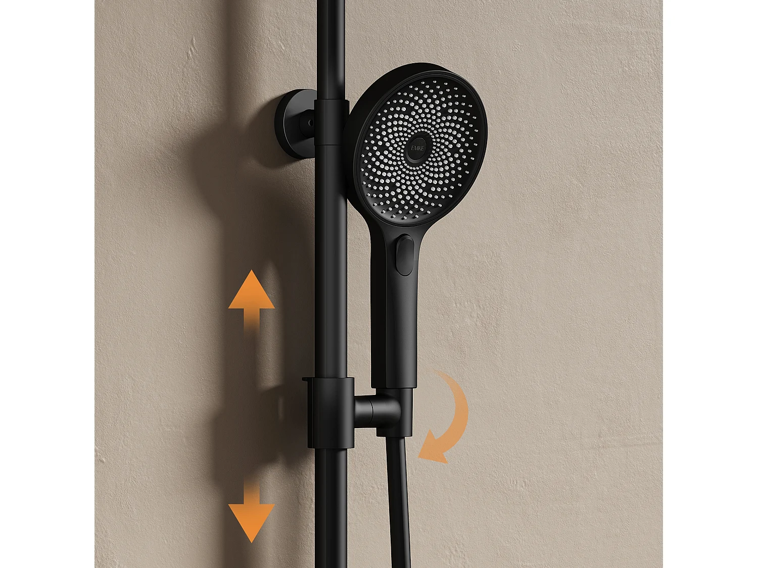 EMKE Colonne de douche Thermostat Noir, Régulation innovante du débit, douche à effet pluie de 26 cm, douchette à main avec 3 jets Système de douche