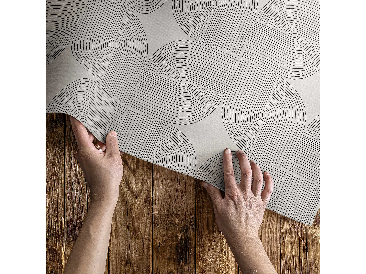 Vinyl tapijt voor buiten, Buitenkleed Lineair vlechtpatroon - 80x120 cm