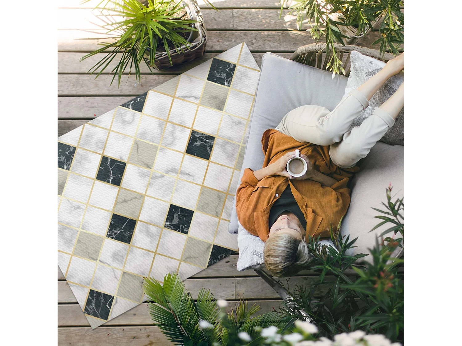 Vinylteppich für den Außenbereich, Außenteppich Edler Marmor - 140x210 cm