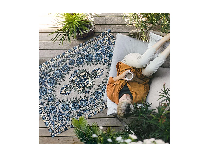 Tapis vinyle pour l'extérieur, Moquette d'extérieur Népal brodé - 80x120 cm