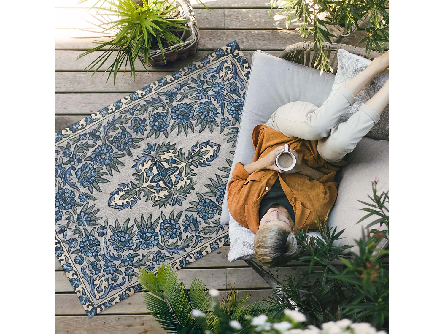 Tapis vinyle pour l'extérieur, Moquette d'extérieur Népal brodé - 80x120 cm