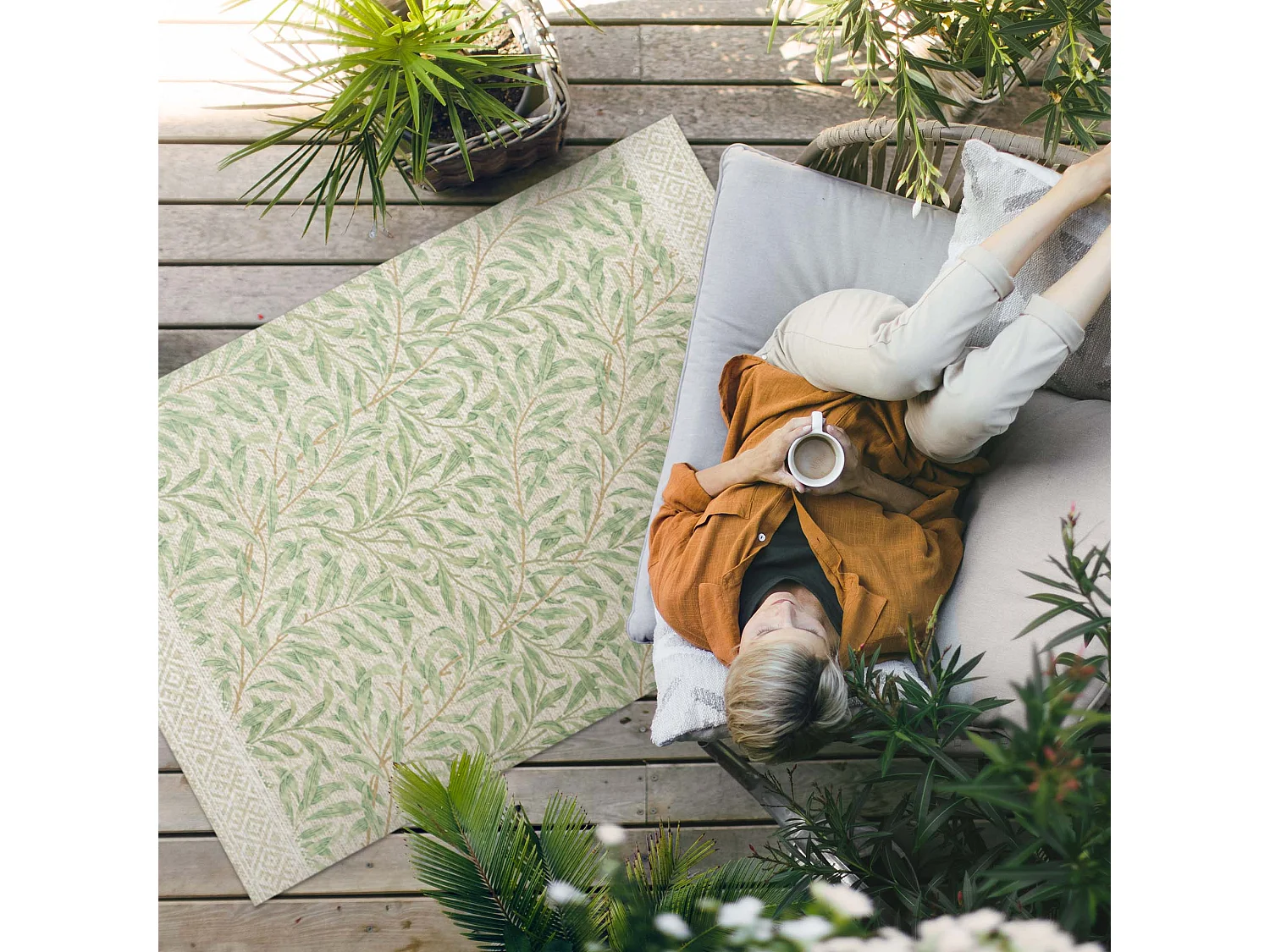 Tapis vinyle pour l'extérieur, Moquette d'extérieur Feuilles, illustration - 150x225 cm