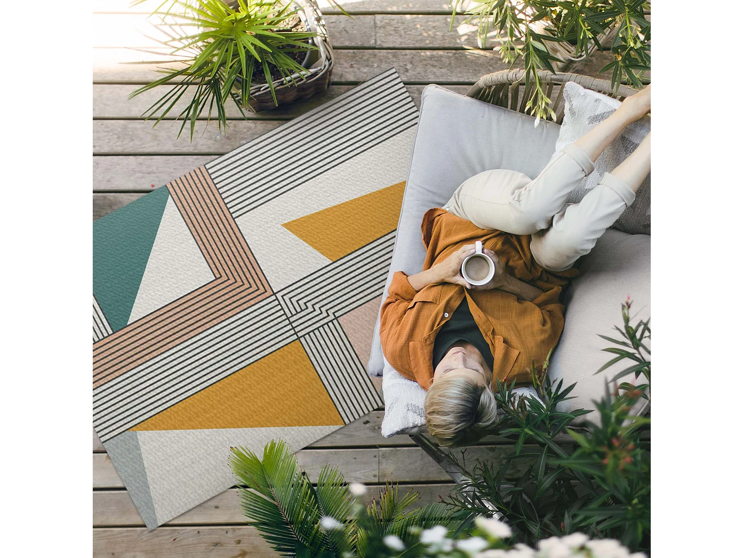 Tapis vinyle pour l'extérieur, Moquette d'extérieur Géométrie du Bauhaus - 150x225 cm