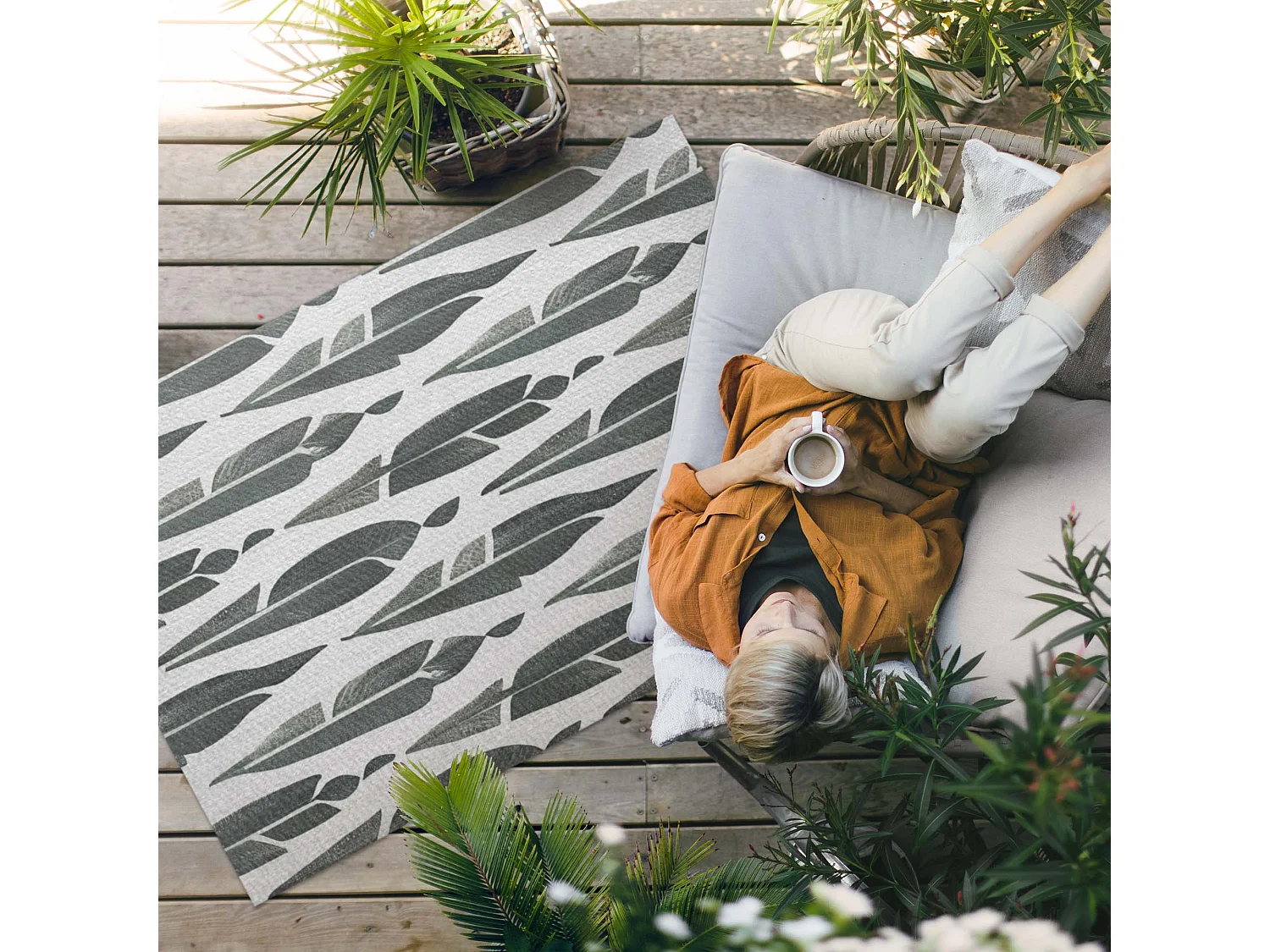 Vinyl tapijt voor buiten, Buitenkleed Geschilderde veren - 100x150 cm