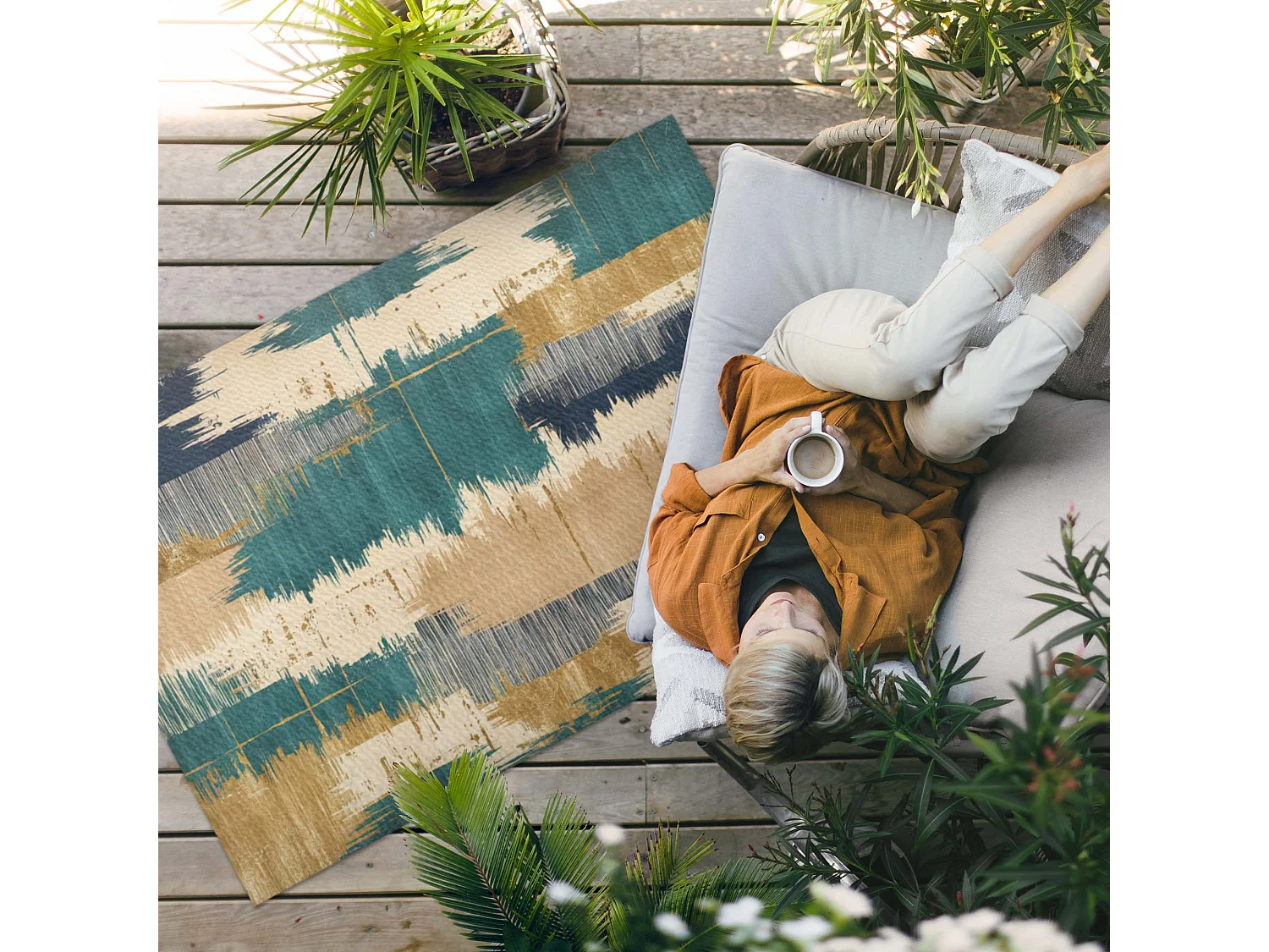 Tapis vinyle pour l'extérieur, Moquette d'extérieur Taches abstraites - 120x180 cm