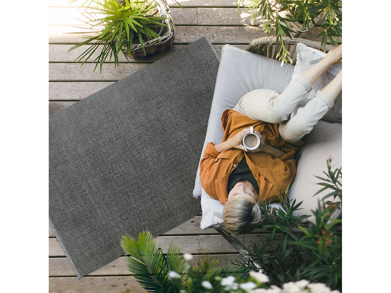 Vinylteppich für den Außenbereich, Außenteppich Dunkler und eleganter Stein - 100x150 cm