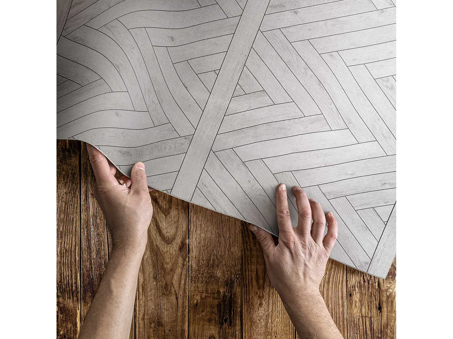 Tapis vinyle pour l'extérieur, Moquette d'extérieur Planches à chevrons - 60x90 cm