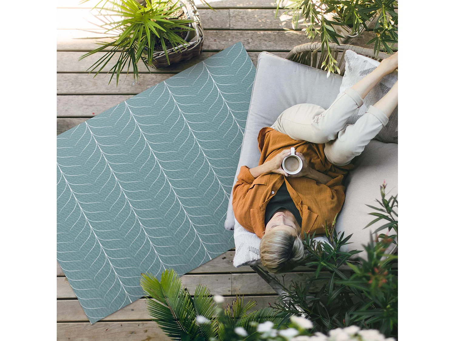 Vinylteppich für den Außenbereich, Außenteppich Fischgrätenmuster - 80x120 cm