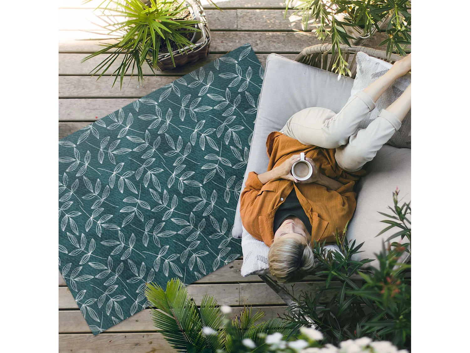 Tapis vinyle pour l'extérieur, Moquette d'extérieur Brindilles minimalistes - 120x180 cm