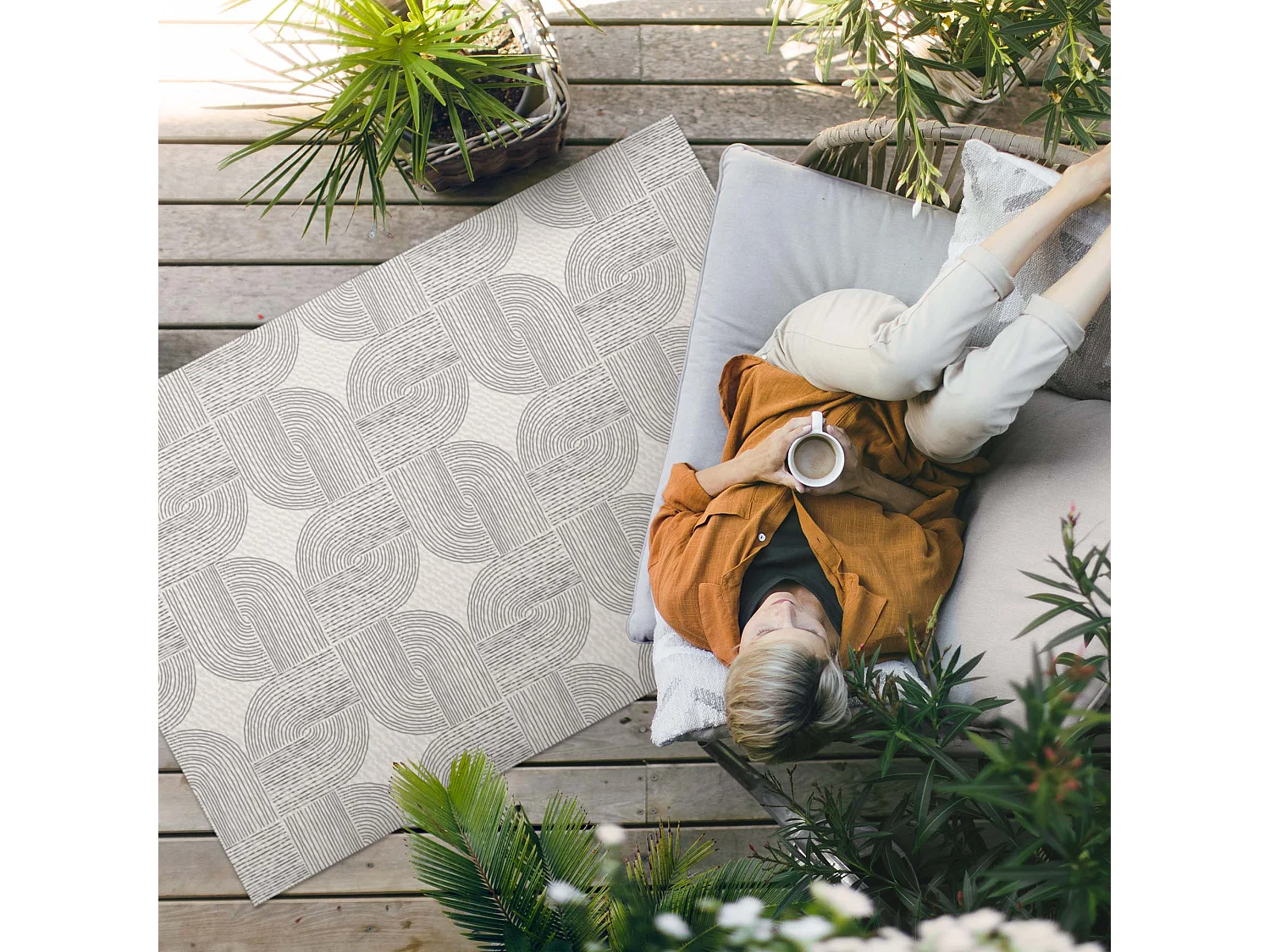 Tapis vinyle pour l'extérieur, Moquette d'extérieur Tresse linéaire - 100x150 cm