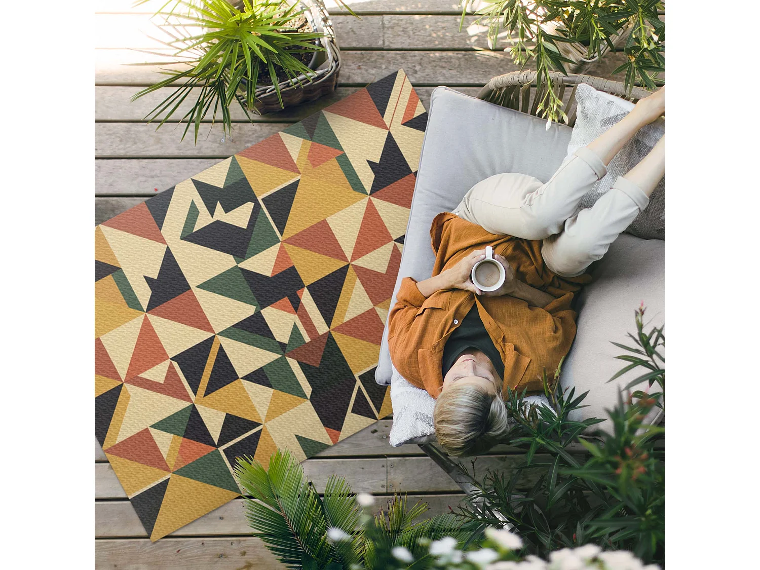 Vinylteppich für den Außenbereich, Außenteppich Pastell-Geometrie - 60x90 cm