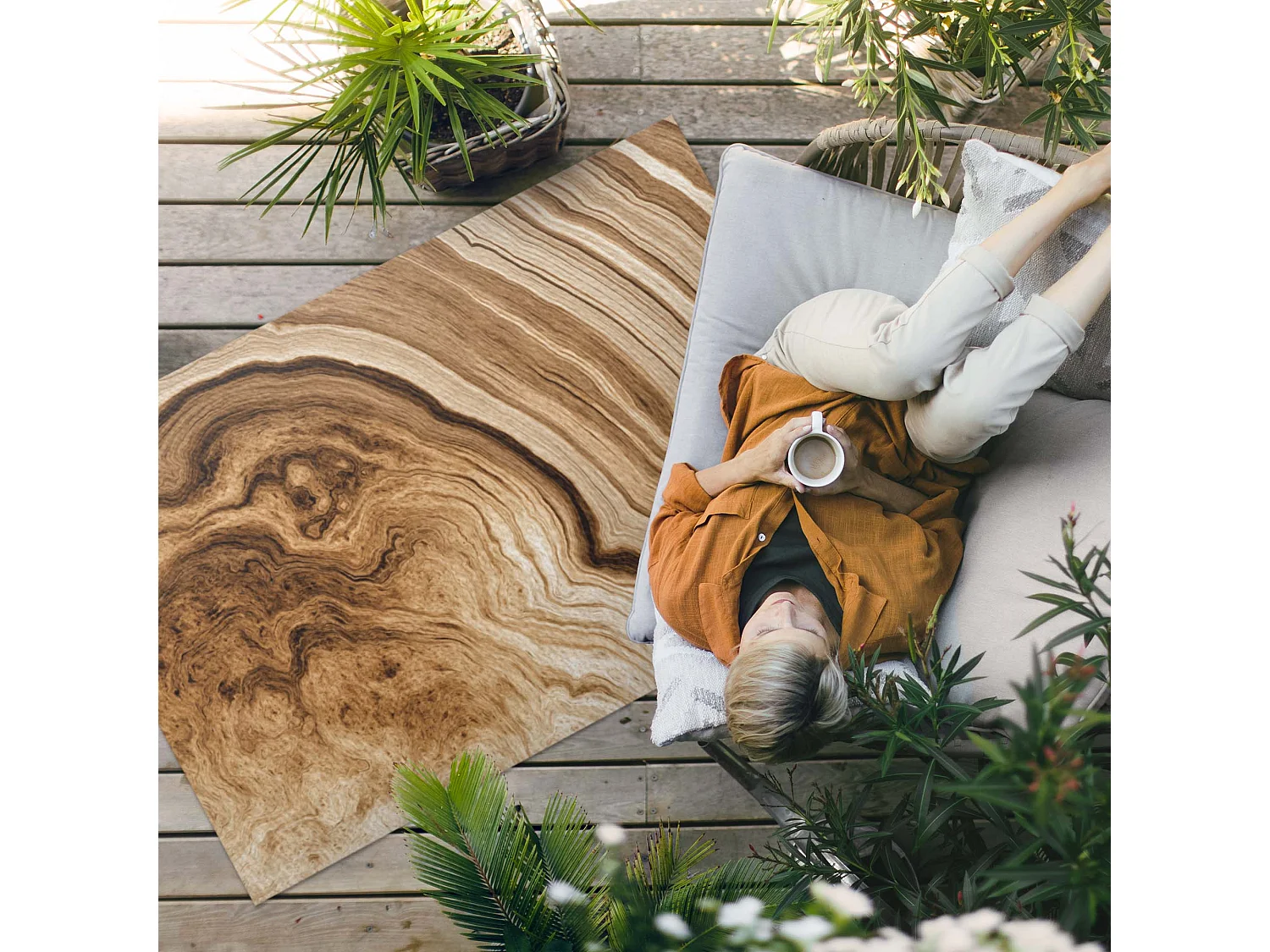 Vinylteppich für den Außenbereich, Außenteppich Steinmuster - 150x225 cm