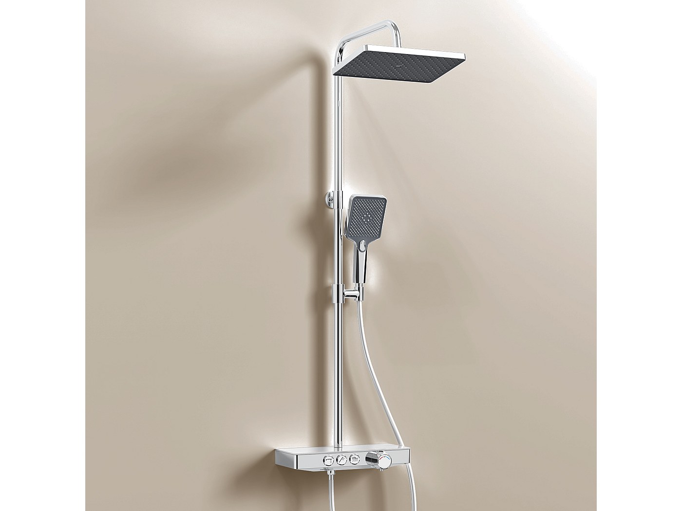 EMKE Thermostatische Douchkolom, 45 x 13 cm Glazen Planken, 3