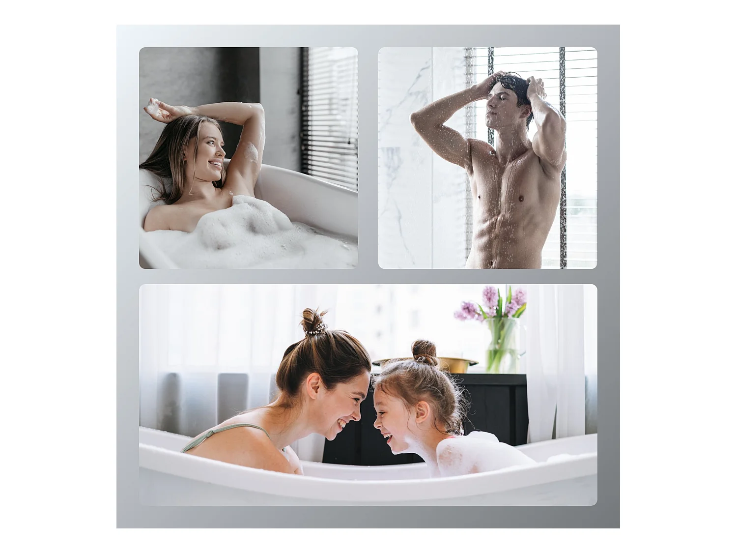 EMKE Duschsystem mit Thermostat, Chrom, LED-Beleuchtung, Regendusch-Effekt mit 3 Strahlarten, mit unterem Auslauf