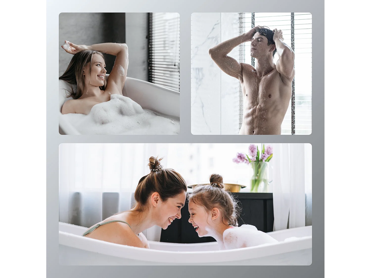 EMKE Système de Douche avec Thermostat, Chrome, Éclairage LED, Ensemble Douche à Effet Pluie avec 3 Modes de Jet, avec Bec de Sortie Inférieur