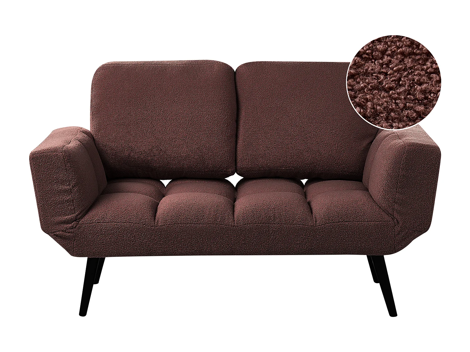 Canapé-lit 2 places BREKKE Bouclé Marron