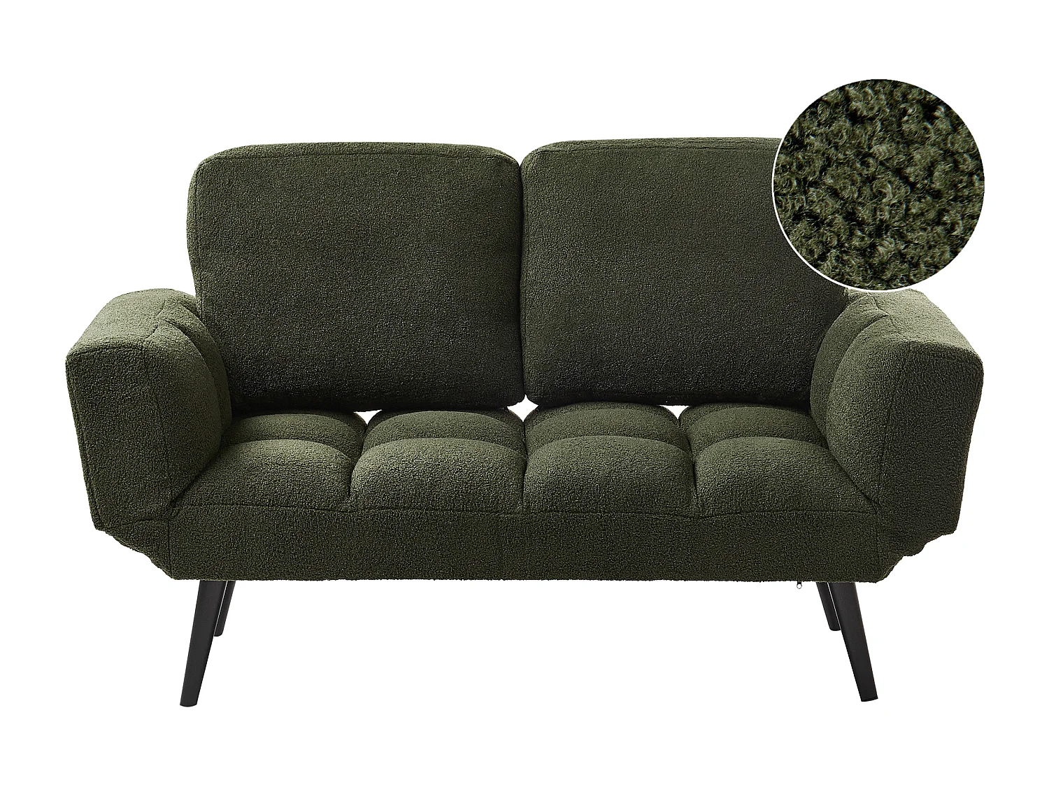 Sofá-cama BREKKE Bouclé Verde escuro 2 lugares