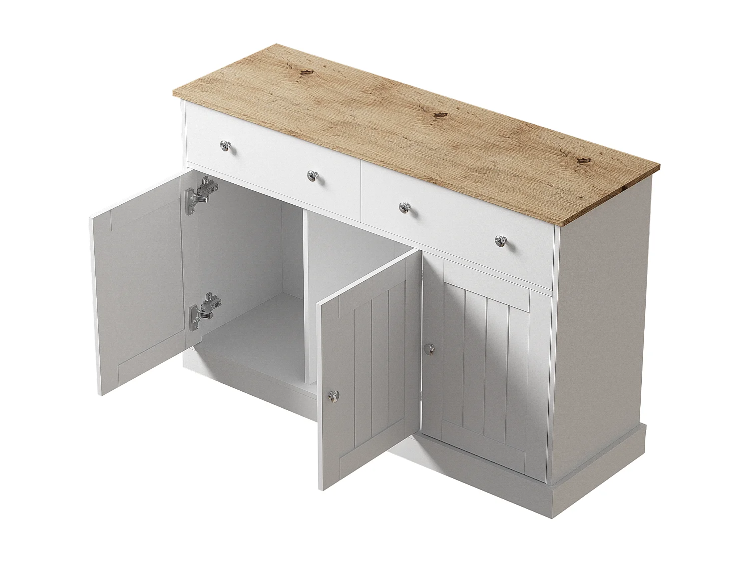 URBAN MEUBLE Buffet blanc texture gravée avec espace de rangement