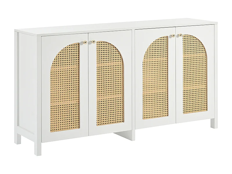 Buffet élégant blanc en rotin 4 portes SCIRQRAIN