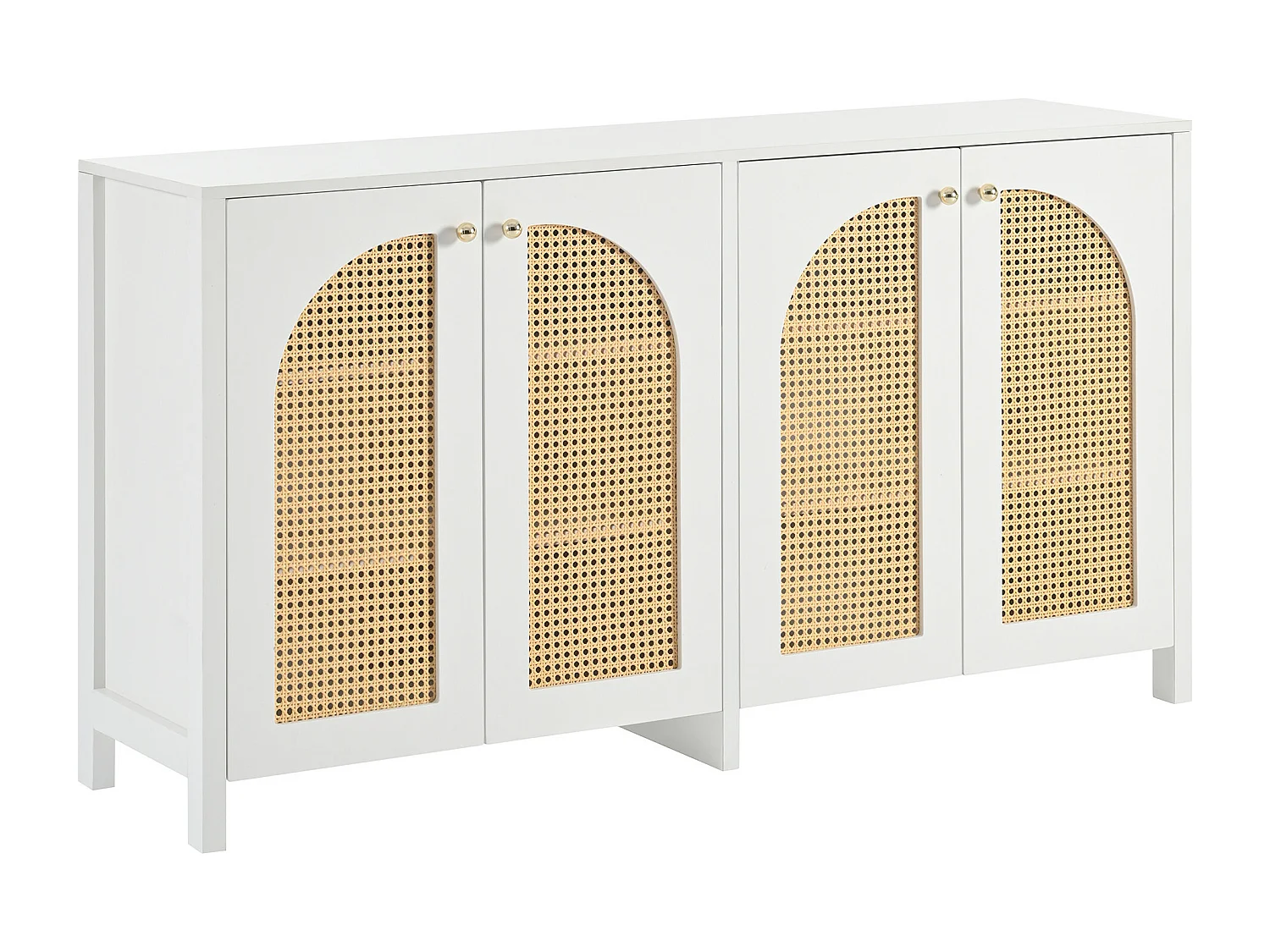 Buffet élégant blanc en rotin 4 portes SCIRQRAIN