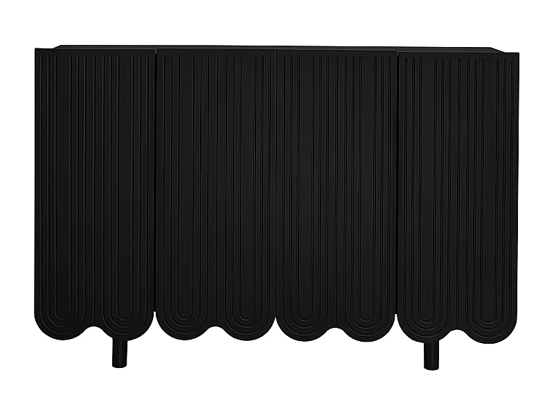 Buffet noir 4 portes avec motif et rangement 120*37.5*80.8 cm EVRENS BLACK