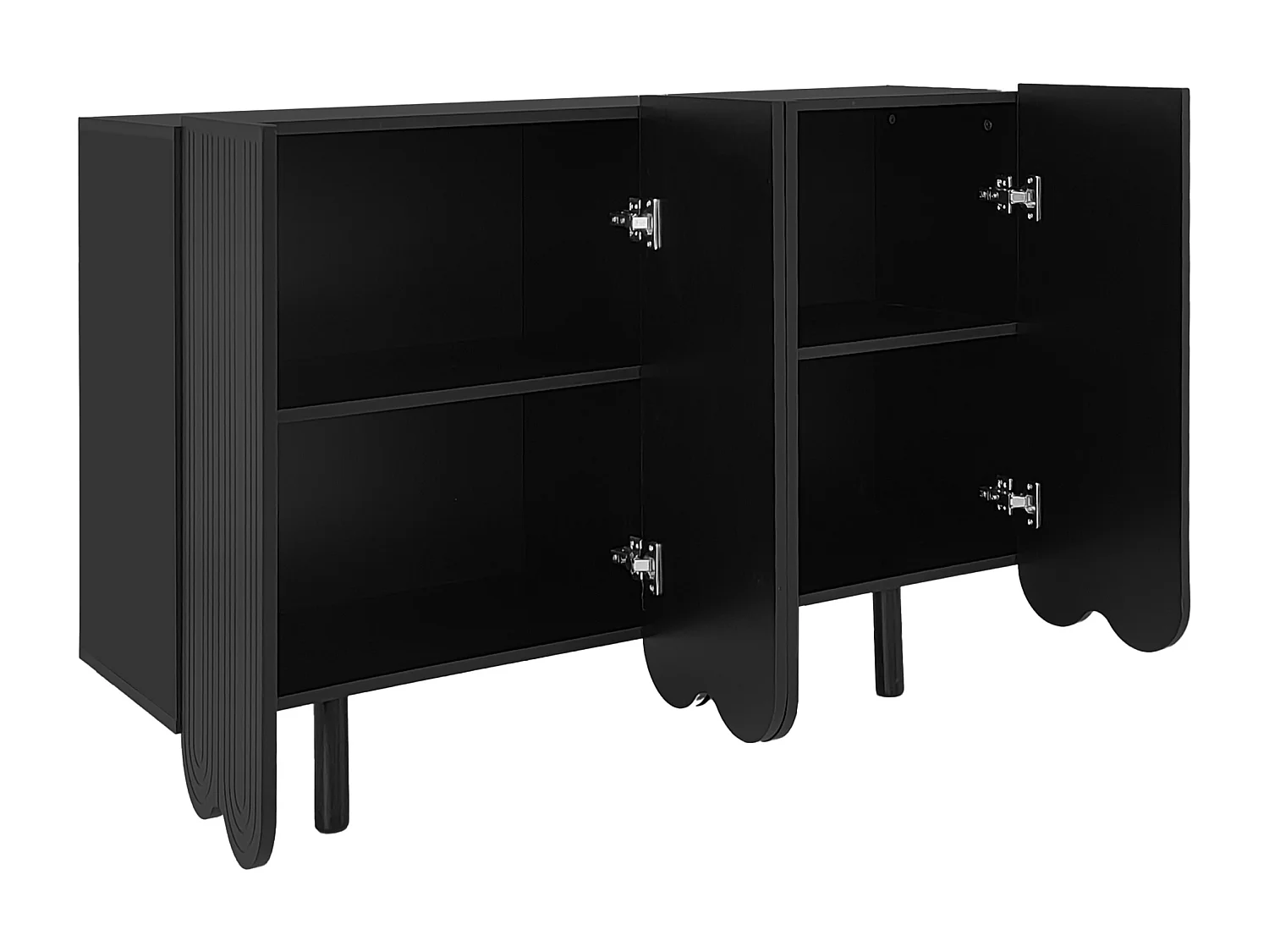URBAN MEUBLE Buffet noir 4 portes avec motif et rangement 120*37.5*80.8 cm
