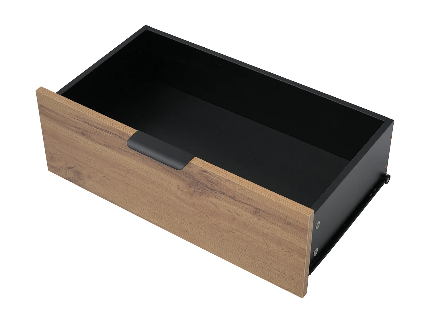 Buffet verre teinté ambre effet bois 6 tiroirs 2 vitrines poignées noirs 120x40x80cm STOKVANS