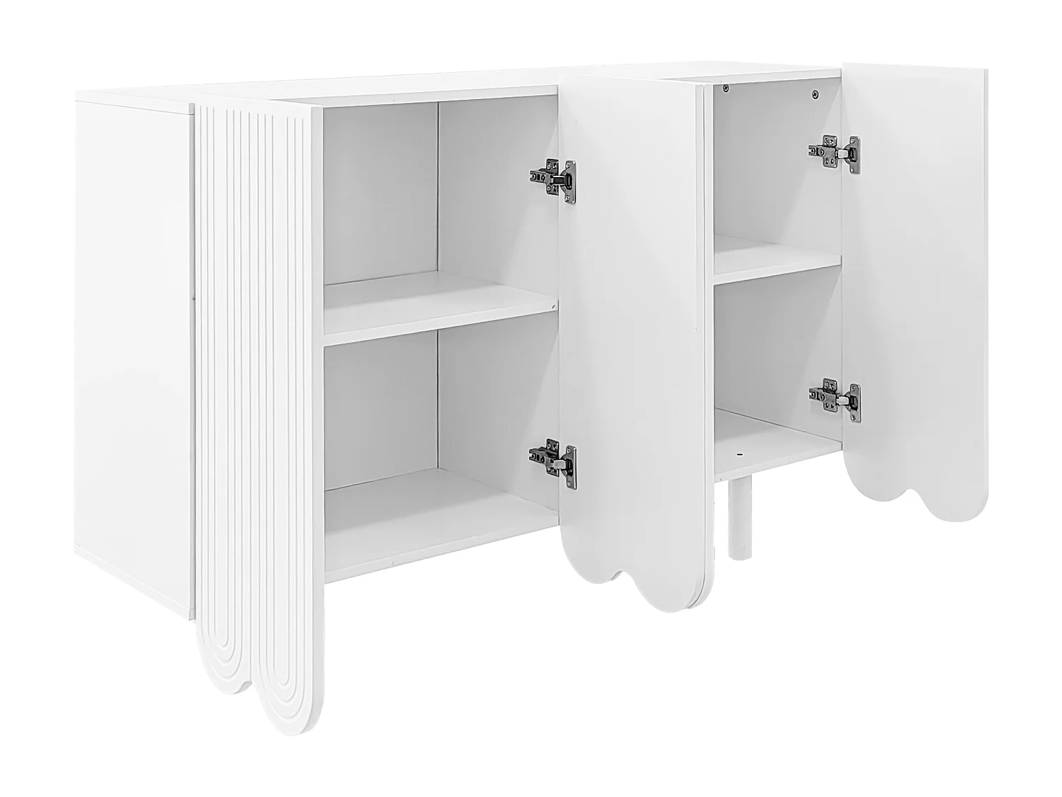 URBAN MEUBLE Buffet blanc 4 portes avec motif et rangement 120*37.5*80.8 cm