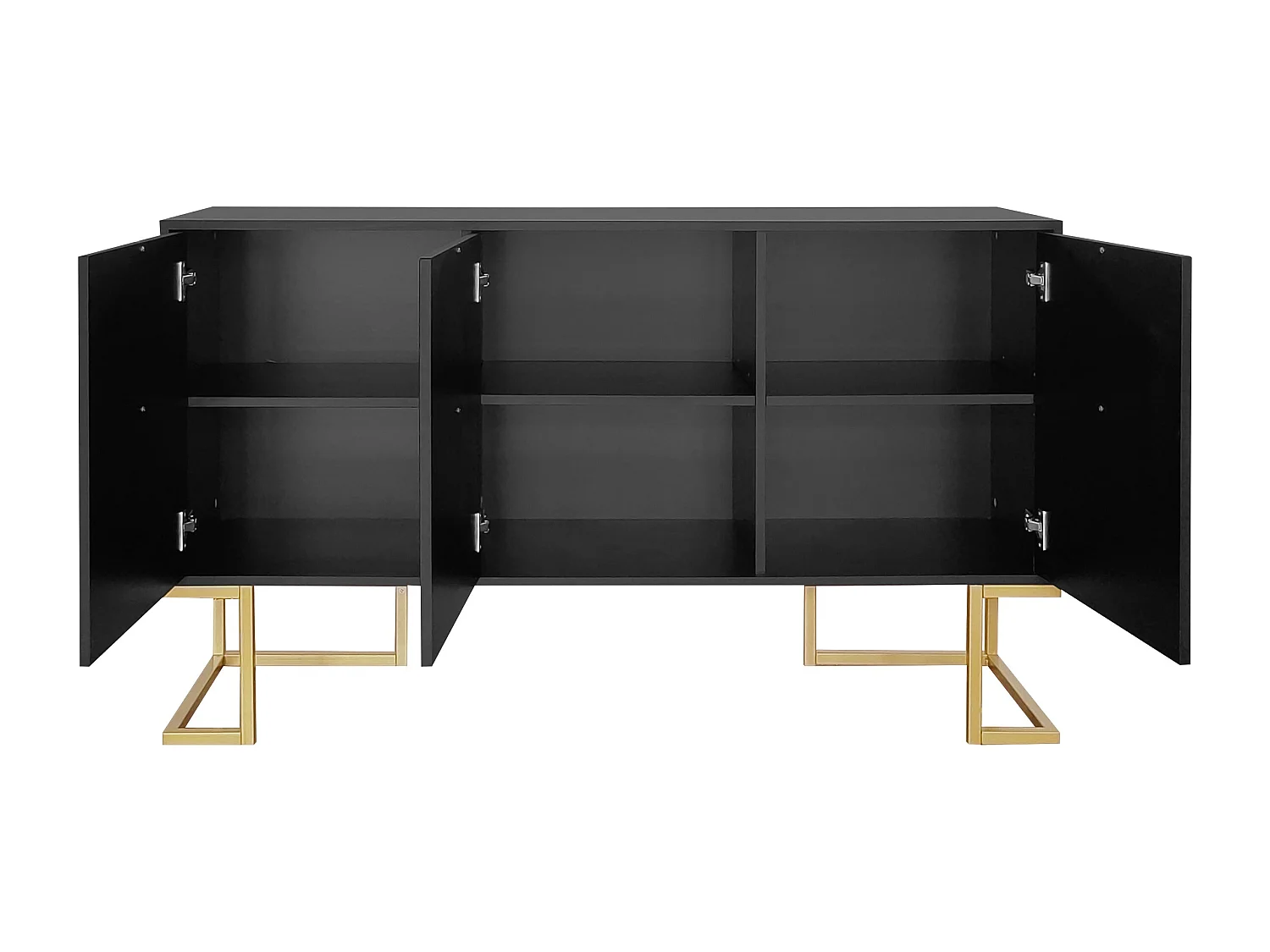 URBAN MEUBLE Commode buffet haut avec 3 portes noir mat motif de forme U H81/B138/T40