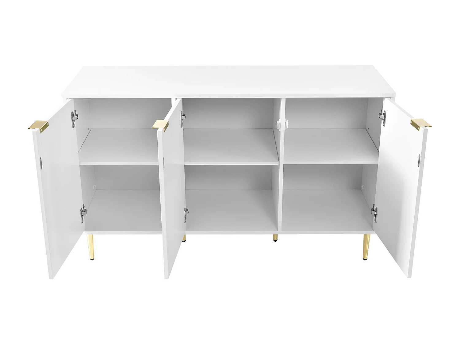 Buffet moderne blanc laqué motif floral pieds et poignées plaqués dorés GRIGAETS