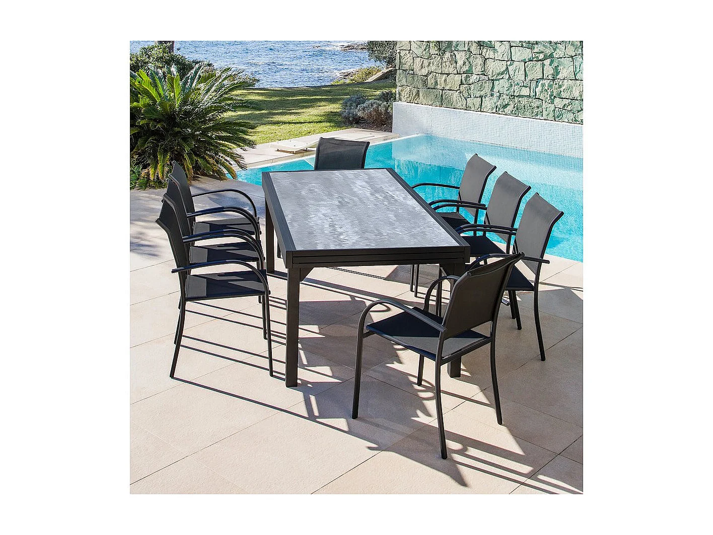 Tuintafel uitschuifbaar tafel outdoor aluminium "Lagos" - 140/280 x 90 x 76 cm - Grijs