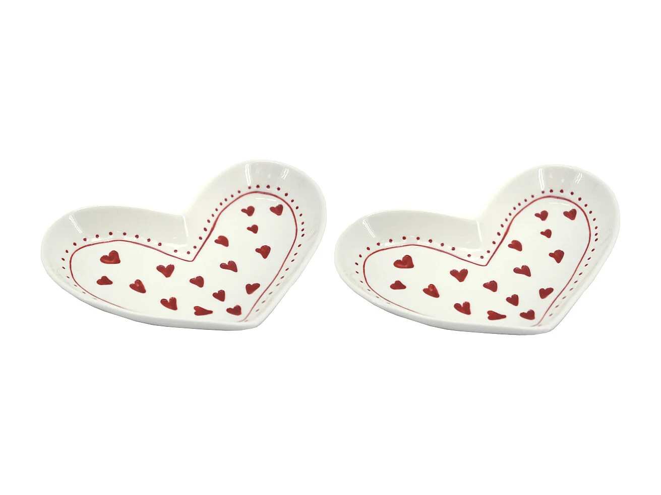 Vide-poche en céramique Coeur peint à la main Lot de 2