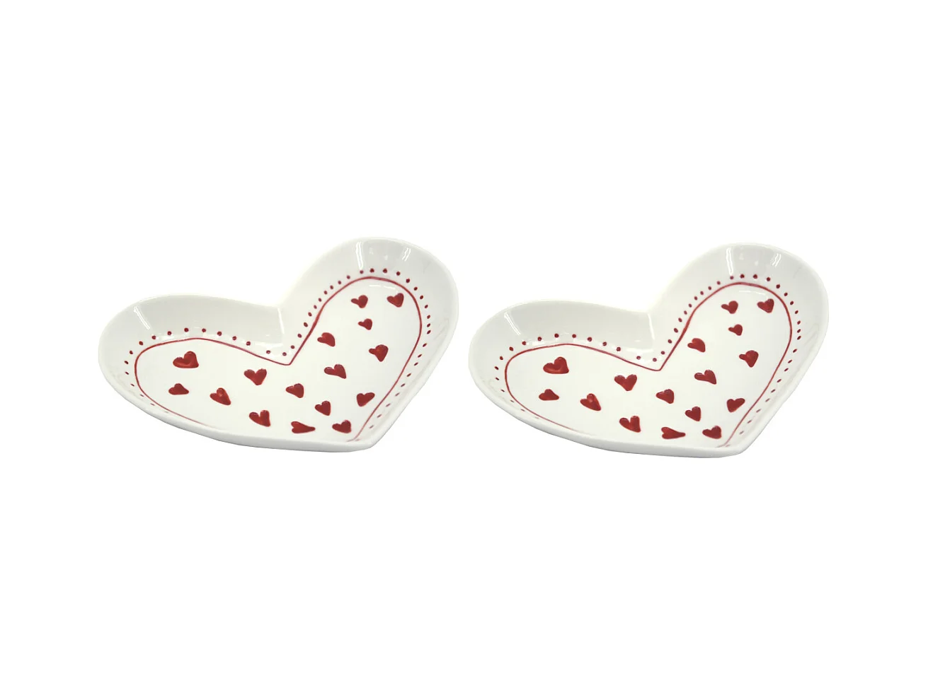 Vide-poche en céramique Coeur peint à la main Lot de 2