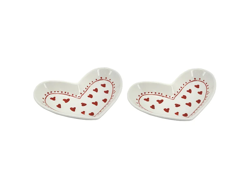 Vide-poche en céramique Coeur peint à la main Lot de 2