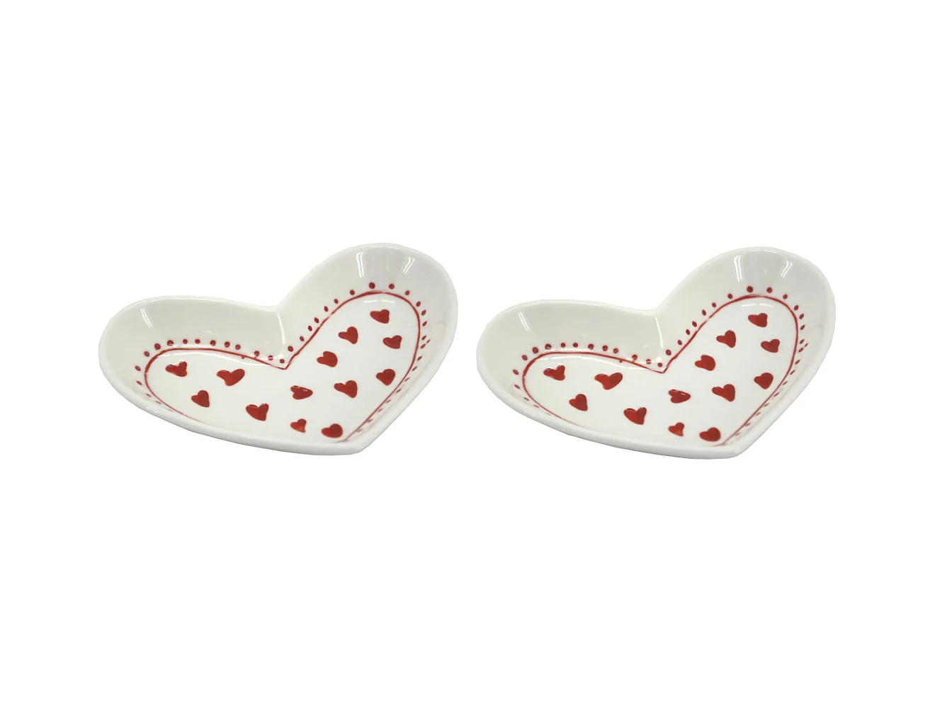 Vide-poche en céramique Coeur peint à la main Lot de 2