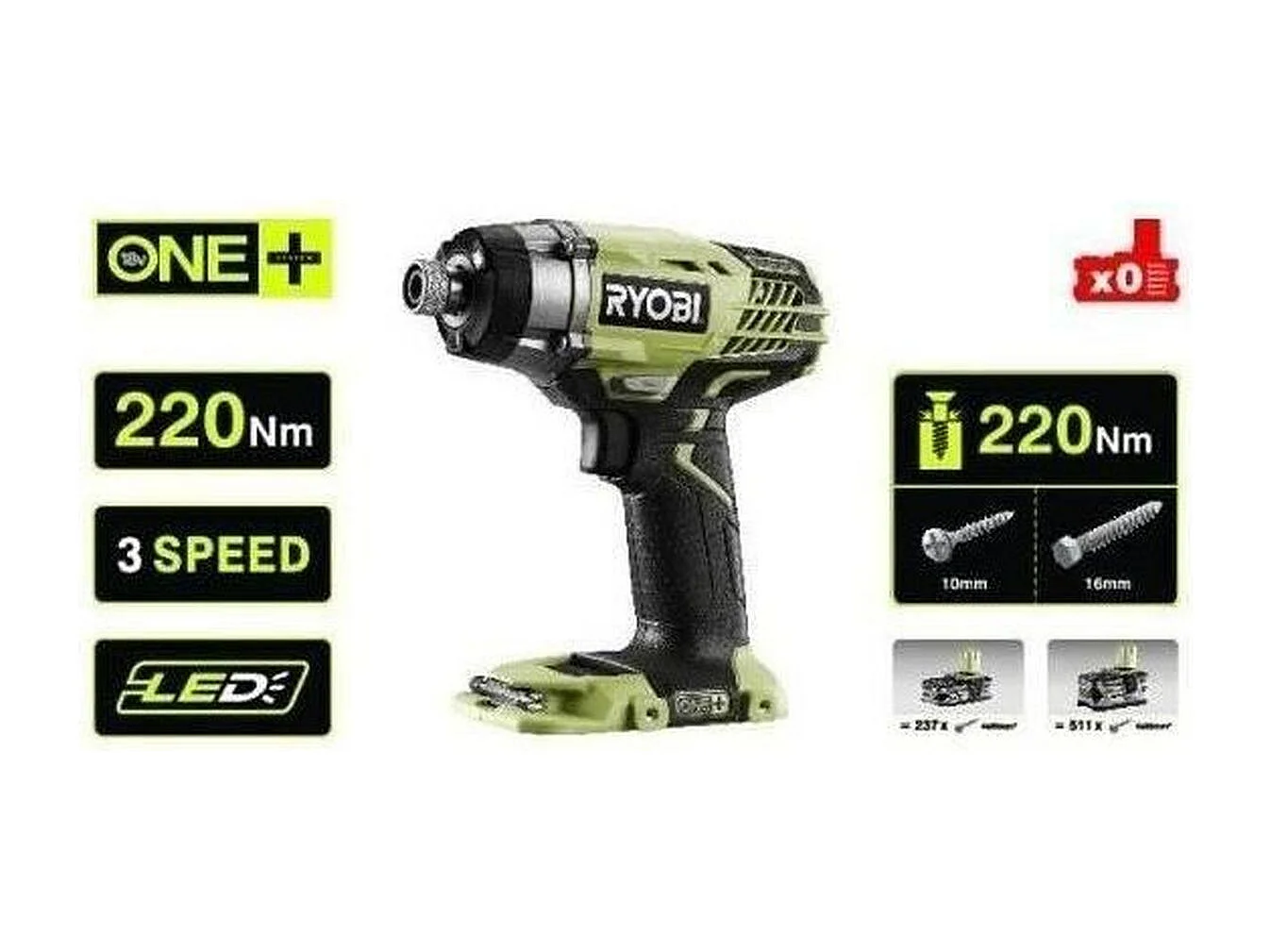 Chave de impacto 18V RYOBI OnePlus - R18ID3-0