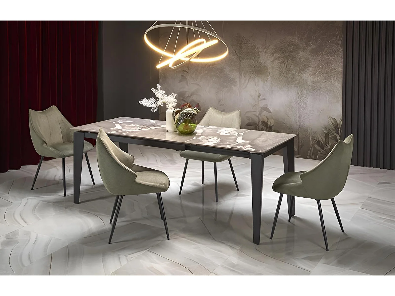 Tavolo da pranzo Felix/pietra sinterizzata/grigio